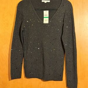 Mercer Street Studio Black V-Neck Sweater with Sparkle
